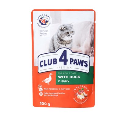 Влажный корм Club 4 Paws Premium для кошек с Уткой в соусе 100г (4820215364416) 000064960 фото