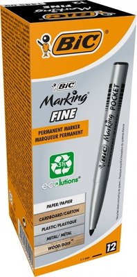 Набір маркерів перманентних BIC Marking Fine ECO 1.1 мм 12 шт. Чорних (3086121445095) В00278738 фото