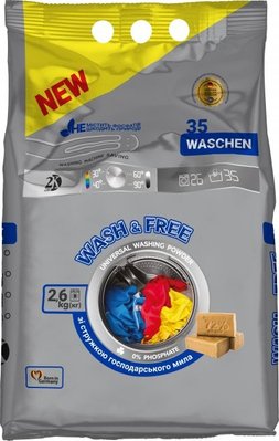 Порошок для стирки Wash&Free универсальный 2.6 кг (4260637723680) В00299653 фото