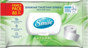 Вологий туалетний папір Smile Family для дорослих з клапаном 80 шт. (4823071642278) В00188441 фото