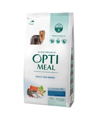 Сухий корм Optimeal для дорослих собак мініатюрних порід з високим вмістом лосося 1.5 кг (4820269140028) 000078607 фото