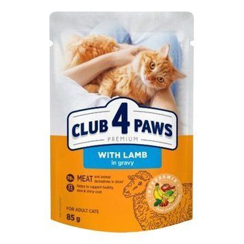 Влажный корм Club 4 Paws для взрослых кошек с ягненком в соусе 85 г. (4820269142558) 000080470 фото
