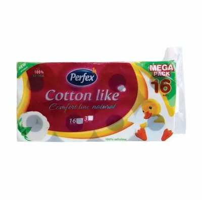 Туалетний папір PERFEX Cotton Like 3 шари 16шт (8606110850522) В00305809 фото
