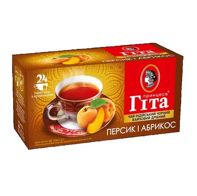Чай пакетований Принцеса Гіта з персиком та абрикосом 24 шт (4823096803043) 000025411 фото