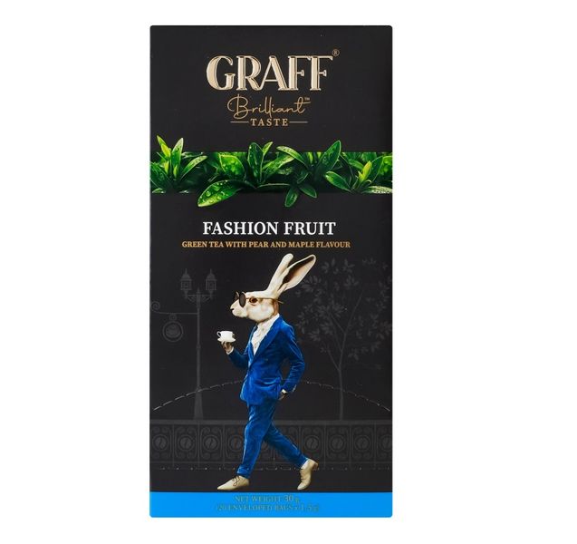 Чай Graff Fashion Fruit зелений байховий з ароматом груші та кленового сиропу 20 шт (4820279610382) 000079508 фото