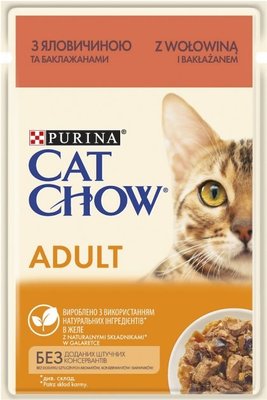 Вологий корм для кішок Purina Cat Chow Adult з яловичиною і баклажанами 85 г (7613036595025) 000076534 фото