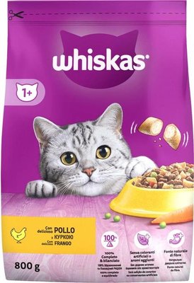 Сухий корм для дорослих кішок Whiskas з куркою 800 г (5998749144367) 000076222 фото