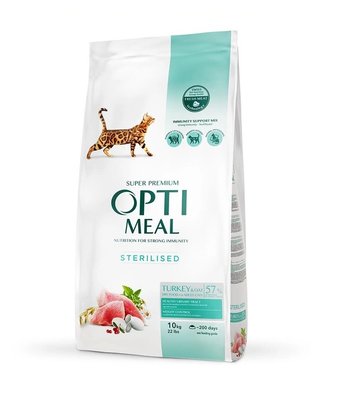 Сухий корм Optimeal для стерилізованих котів зі смаком Індички та Овса 10 кг (4820083905612) 000021758 фото