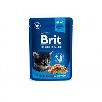 Корм влажный Brit Premium Cat Kitten Chicken Chunks pouch для котят с курицей 100 г (8595602506026) S1111142142 фото