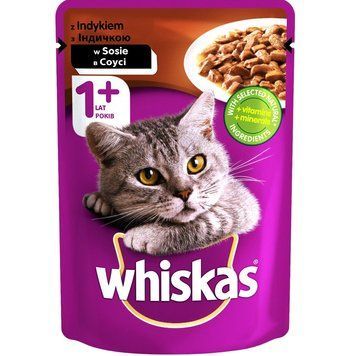 Влажный корм для кошек Whiskas с индейкой в ​​соусе 100 г. (4770608253165) 000029146 фото