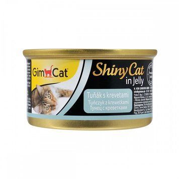Корм влажный GimCat Shiny Cat для кошек с тунцем и креветками в желе 70 г (4002064413297) S1111137994 фото