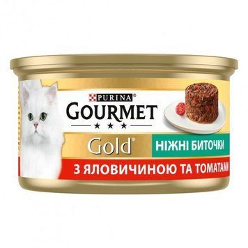 Влажный корм Purina Gourmet для кошек с говядиной и помидорами. &laquo;Нежные биточки&raquo; 85 г.(7613035442474) 000029964 фото