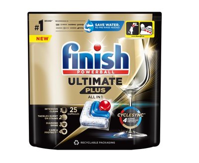 Капсулы для мытья посуды в посудомоечных машинах Finish Ultimate Plus All in 1 25 шт (5908252010721) В00309426 фото