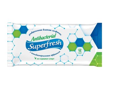 Влажные салфетки Super Fresh Антибактериальные, 15 шт (4823071630497) В00142263 фото