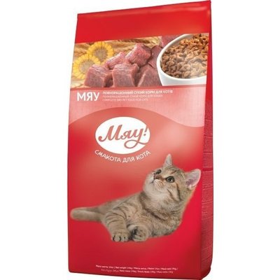 Сухий повнораціонний корм для котів Мяу! з м'ясом, рисом, овочами 14 кг. (4820215363280) 000062646 фото