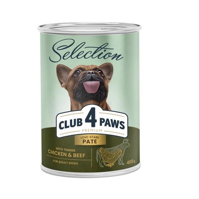 Вологий корм Club 4 Paws Selection Premium для собак Паштет з куркою та яловичиною 400 г (4820215368674) 000074620 фото