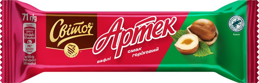 Вафли Світоч Артек со вкусом ореха 71г.(8445290306661) 000074784 фото