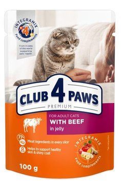 Влажный корм Club 4 Paws Premium для кошек Говядина в желе 100г (4820215364409) 000064959 фото
