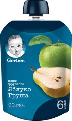 Пюре Gerber фруктовеr Яблуко Груша з 6 місяців 90 г (7613036345507) В00099671 фото