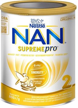 Суха суміш NAN 2 Supreme Pro з 6 олігосахаридами та подвійним пробіотиком для харчування дітей від 6 місяців 800 г (7613035943742) В00313628 фото