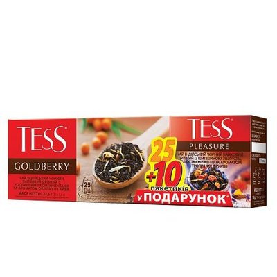 Чай TESS Goldberry чорний пакетований 25 x 1.5 г (4823096801902) 000024676 фото