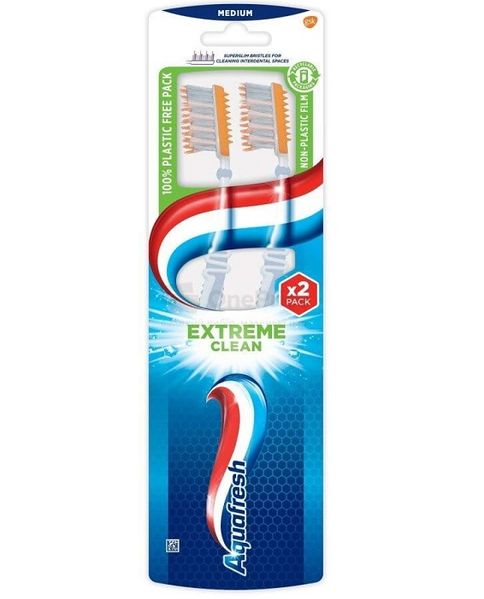 Зубна щітка Aquafresh Extreme Clean medium 1+1 шт. (5054563927910) В00282700 фото
